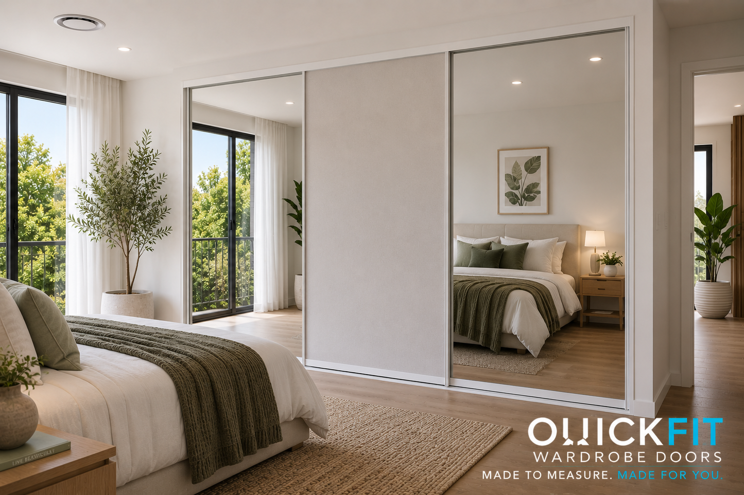 Raw Gyprock & Mirror Sliding Wardrobe Door