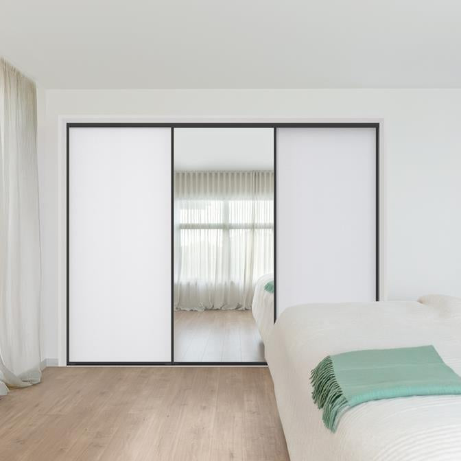 Vinyl & Mirror Sliding Wardrobe Door - QuickFit Wardrobes