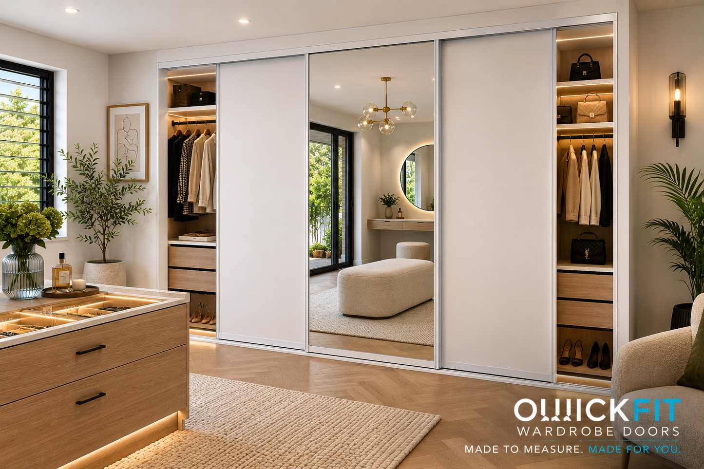 Vinyl & Mirror Sliding Wardrobe Door