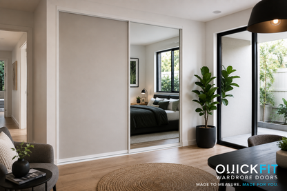 Raw Gyprock & Mirror Sliding Wardrobe Door