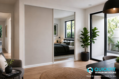 Raw Gyprock & Mirror Sliding Wardrobe Doors