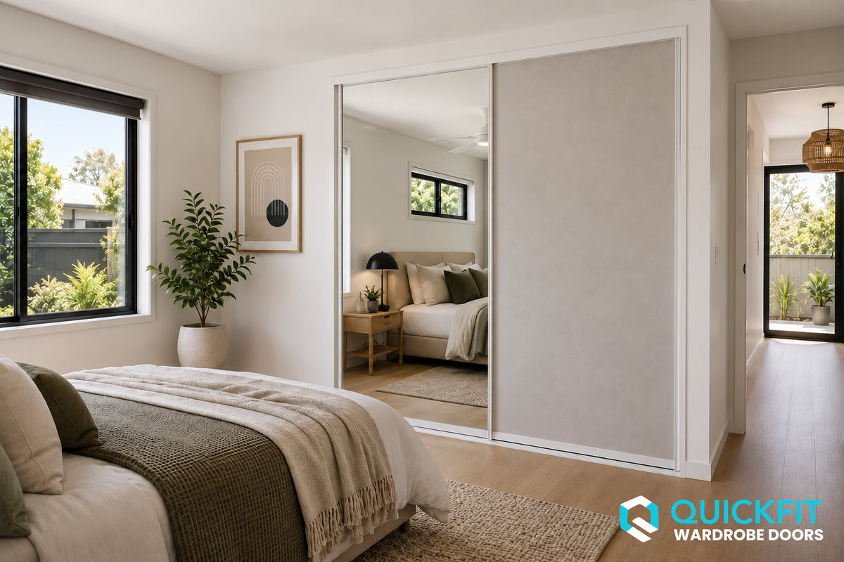 Raw Gyprock & Mirror Sliding Wardrobe Doors