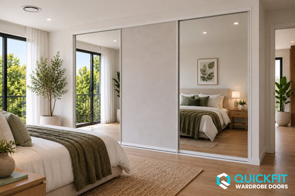 Raw Gyprock & Mirror Sliding Wardrobe Doors
